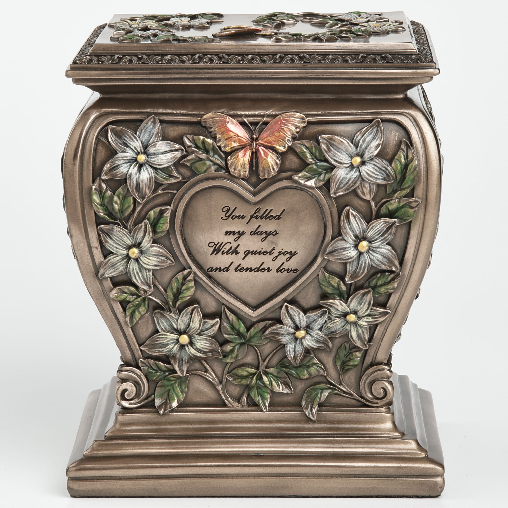 Florale Gedenkurne mit Herzmotiv